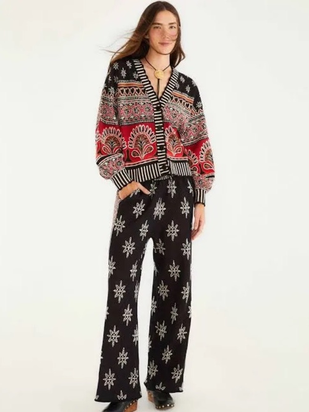 Farm Rio Ainika Love Coconut Groove Knit Cardigan | Black / Red | S | NWT - Picture 5 of 6